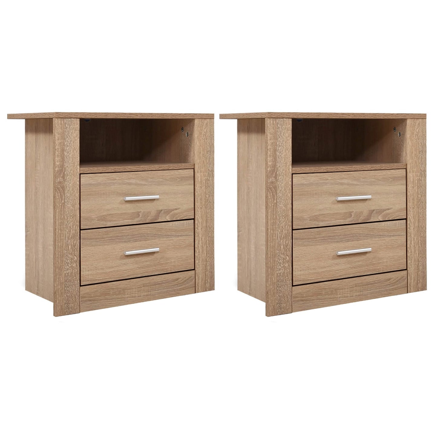 Bedside Table 2 Drawers Oak 52x40x54cm