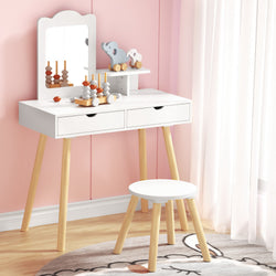 Kids Vanity Set - Dressing Table w/Mirror & Chair