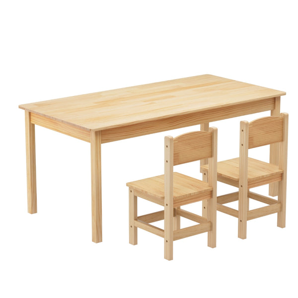  1 Kids Table and 2 Chairs Set Pinewood