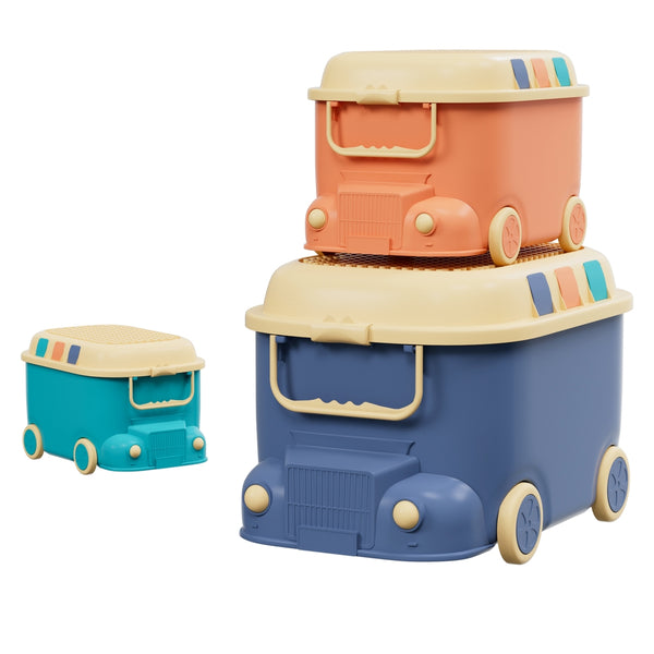  3PCS Toy Storage Box Cute Car Toy Container Kids Toys Organiser Snack Boxes