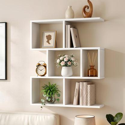 Floating Wall Shelf 3-Tier S-Shape Bookshelf | Home & Living