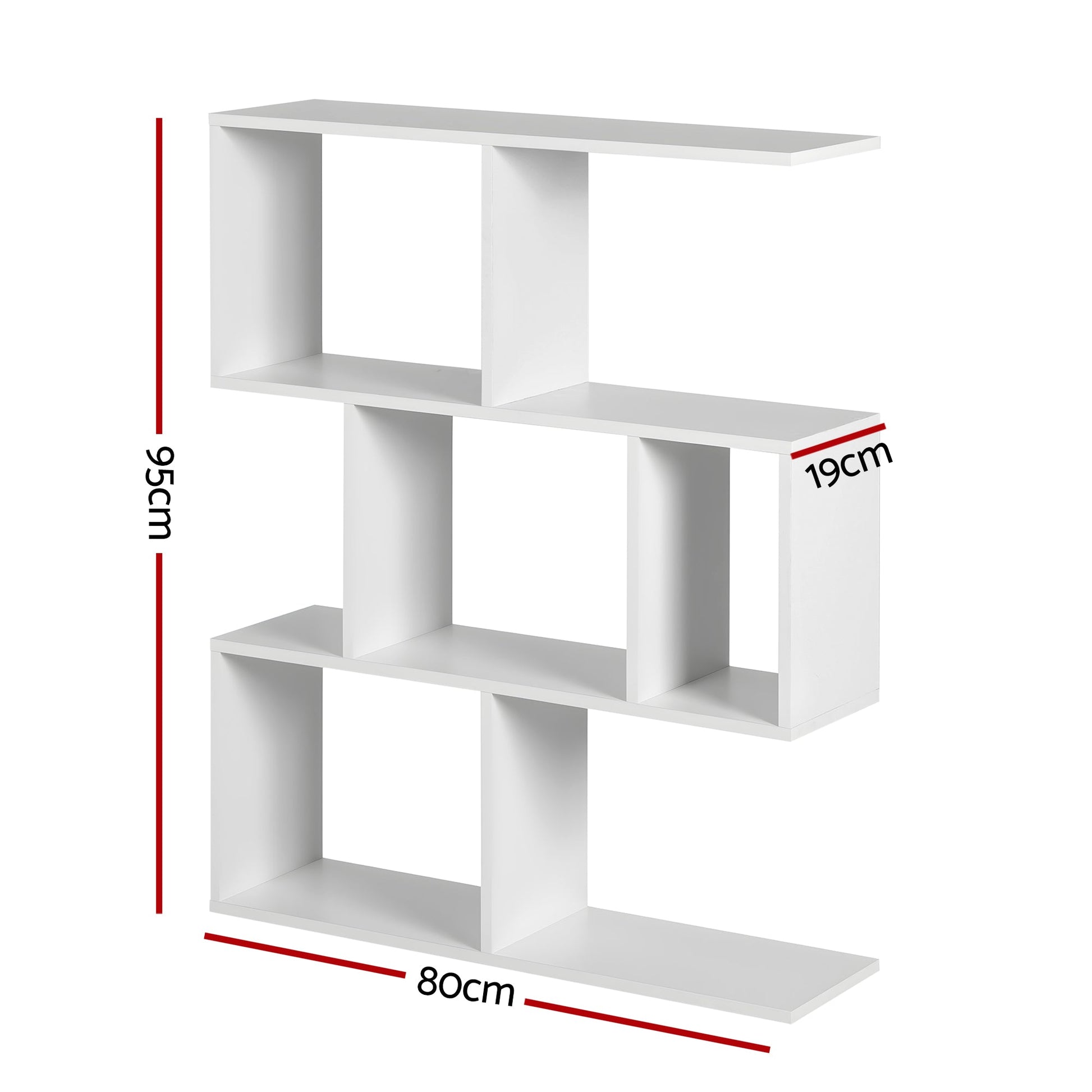Floating Wall Shelf 3-Tier S-Shape Bookshelf | Home & Living - 3