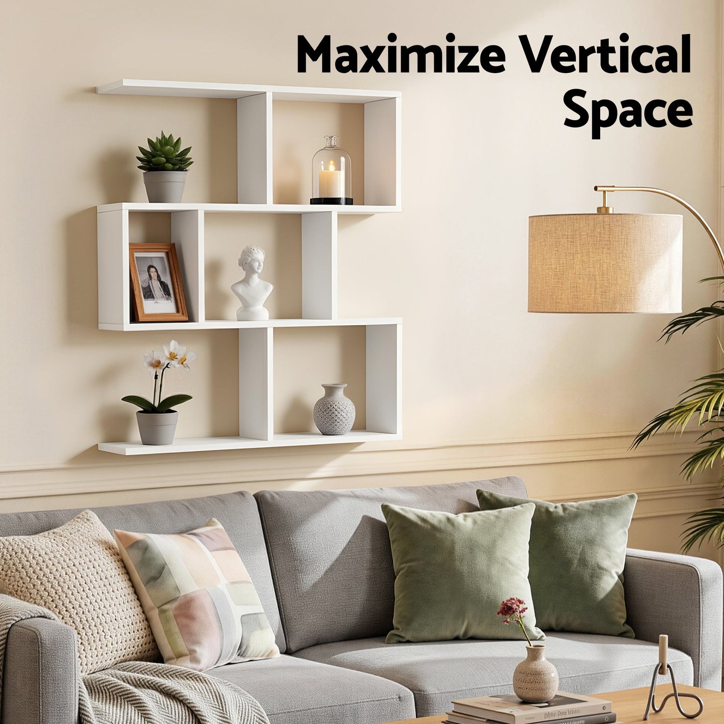 Floating Wall Shelf 3-Tier S-Shape Bookshelf | Home & Living - 5