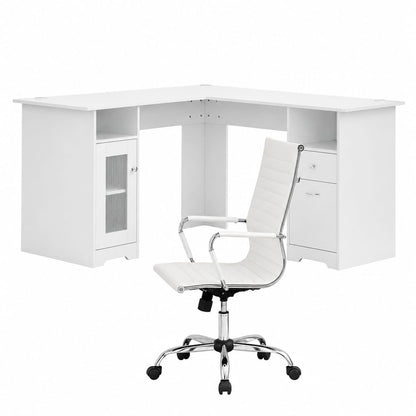 L Shaped Desk Set White 150x150x75cm
