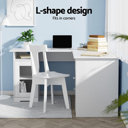 L Shaped Desk Set White 150x150x75cm
