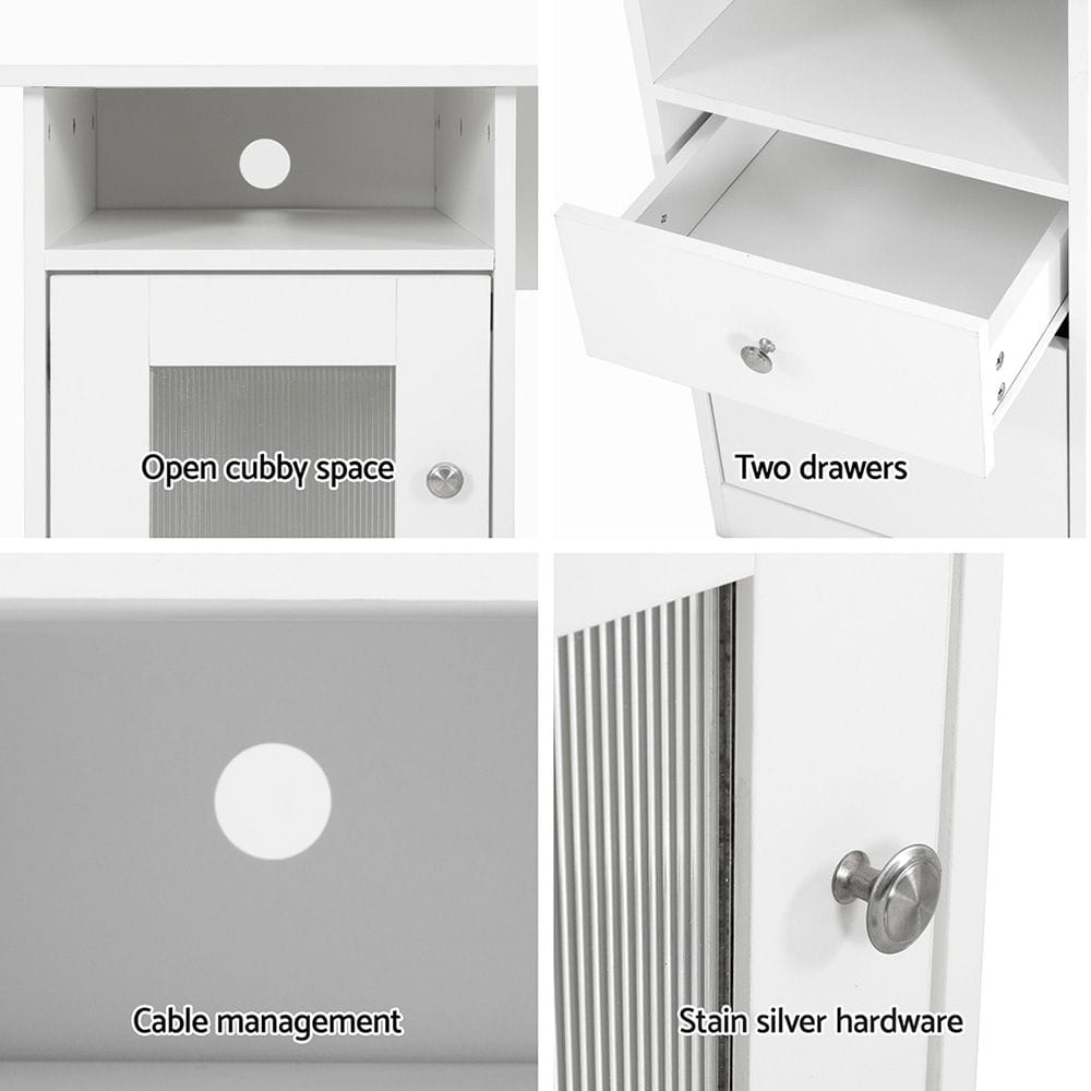 L Shaped Desk Set White 150x150x75cm