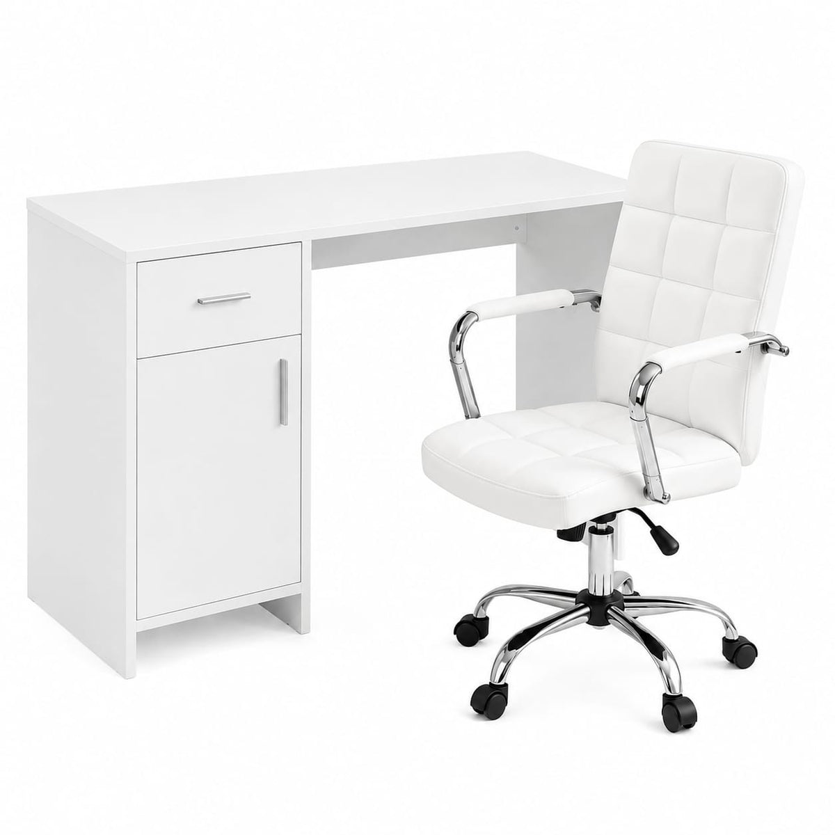 Office Desk Set White 100x60x74cm