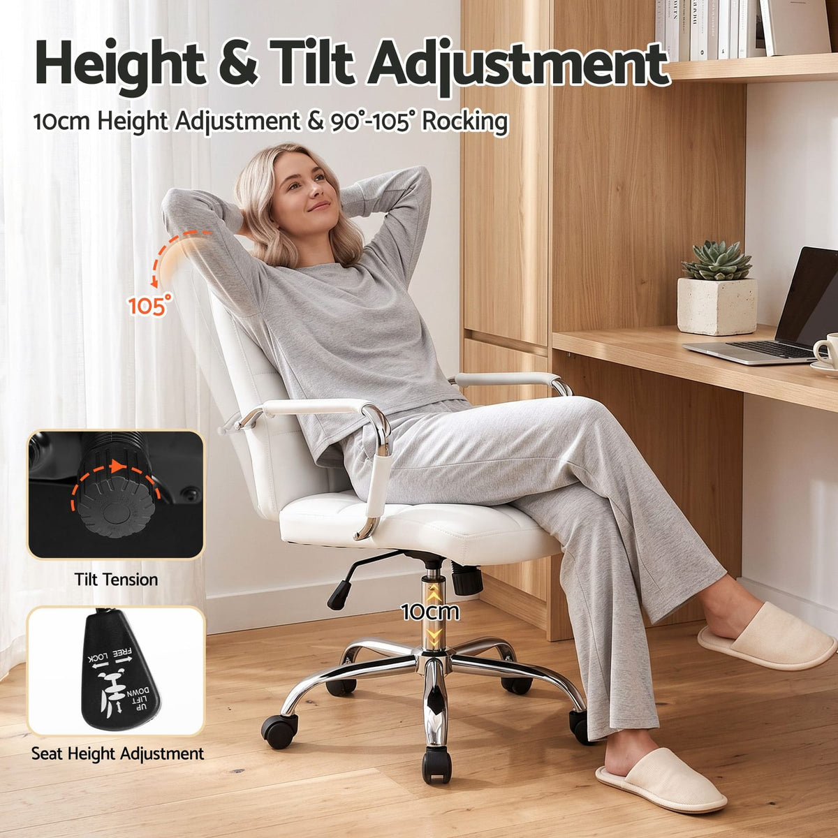 Office Desk Set White 100x60x74cm