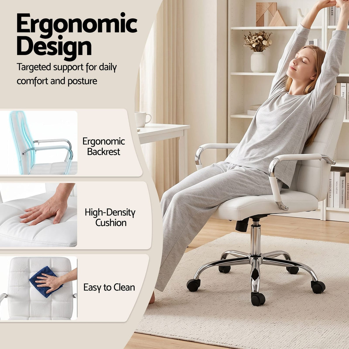 Office Desk Set White 100x60x74cm
