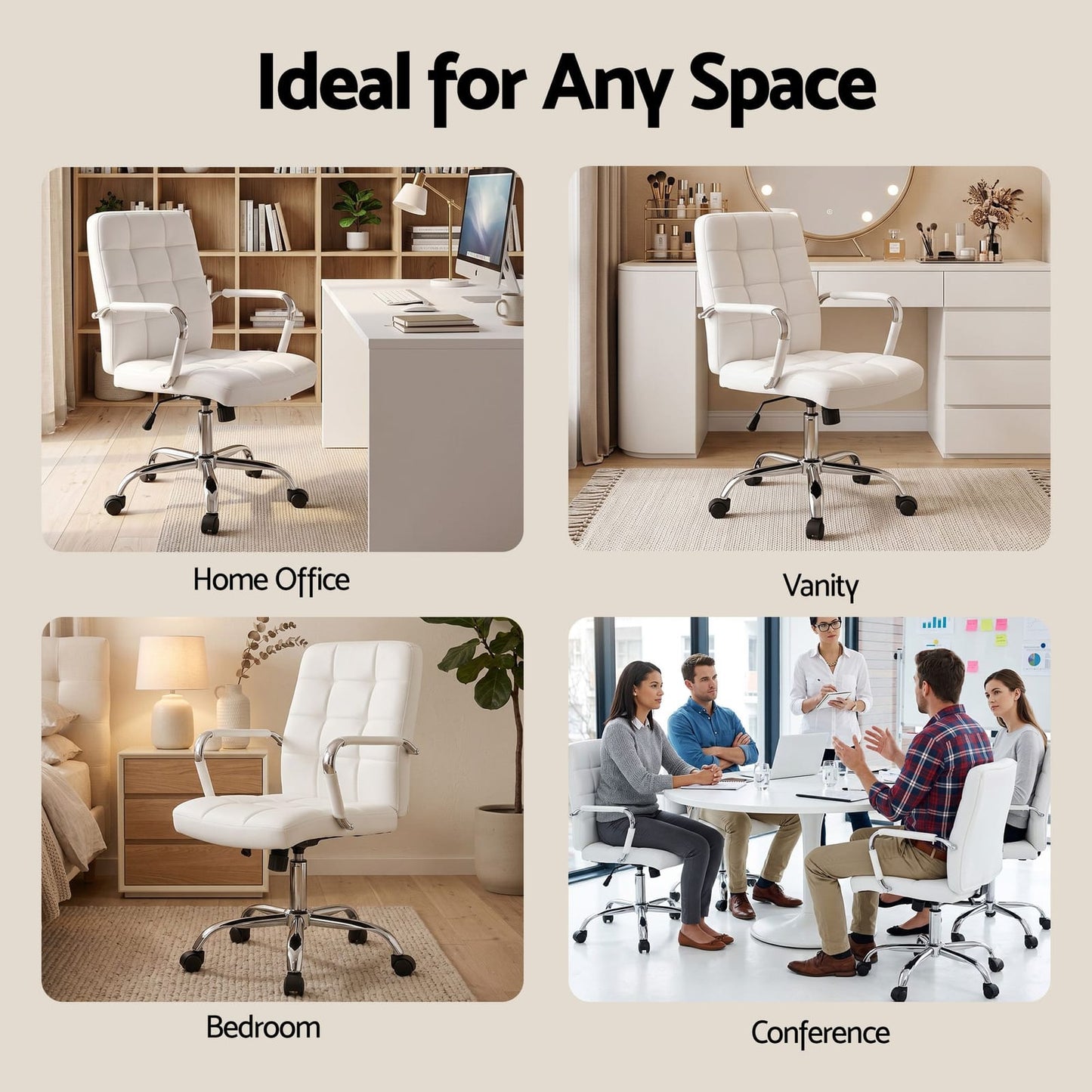 Office Desk Set White 100x60x74cm