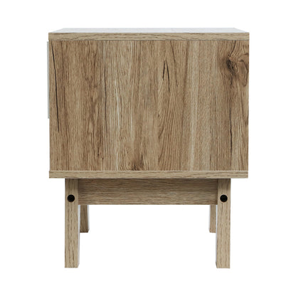Bedside Table 1 Drawer With Shelf - Iker White & Oak