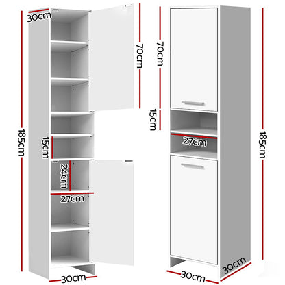 Bathroom Cabinet Storage 185Cm White