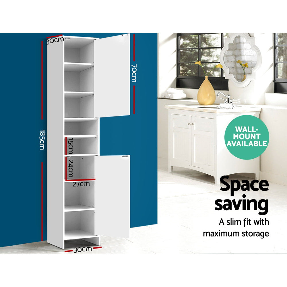Bathroom Cabinet Storage 185Cm White