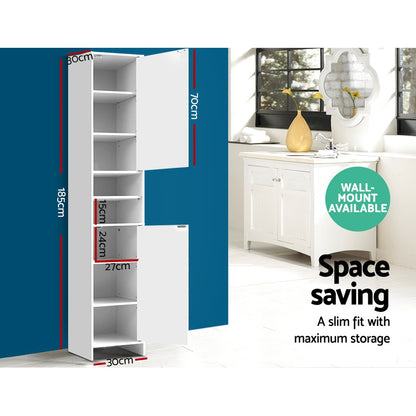Bathroom Cabinet Storage 185Cm White