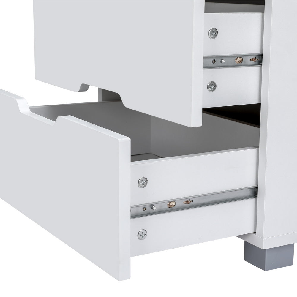 Smart Bedside Table 3 Drawers with Wireless Charging Ports LED White