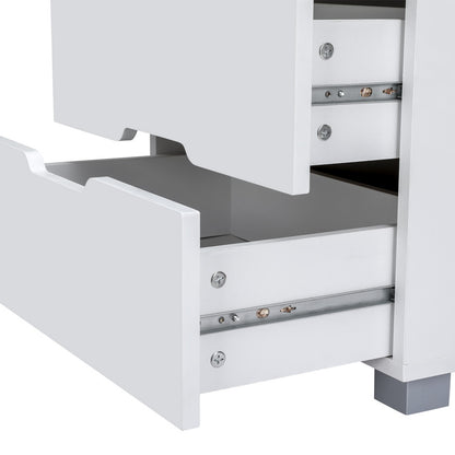 Smart Bedside Table 3 Drawers with Wireless Charging Ports LED White