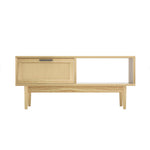 Rattan Coffee Table With Storage Drawers Shelf Modern Wooden Tables