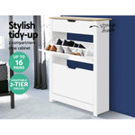 Shoe Cabinet Rack Storage Organiser Cupboard Shelf Drawer 16 Pairs White