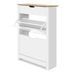 Sleek Shoe Rack Cabinet - 16 Pairs White