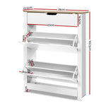 Sleek Shoe Rack Cabinet - 16 Pairs White