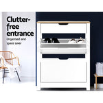 Sleek Shoe Rack Cabinet - 16 Pairs White
