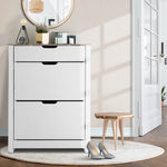 Sleek Shoe Rack Cabinet - 16 Pairs White
