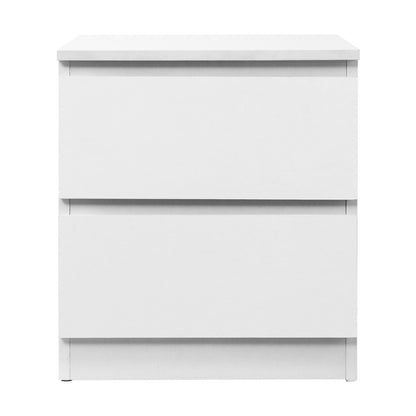 Bedside Table 2 Drawers - Pepe White