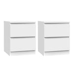 2x Bedside Table 2 Drawers - White