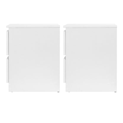 2x Bedside Table 2 Drawers - White