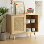 Buffet Sideboard Rattan Cabinet Storage Shelves Hallway Table Kitchen