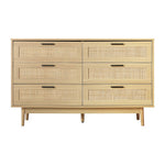 6 Chest of Drawers Rattan Tallboy Cabinet Bedroom Clothes Storage Wood