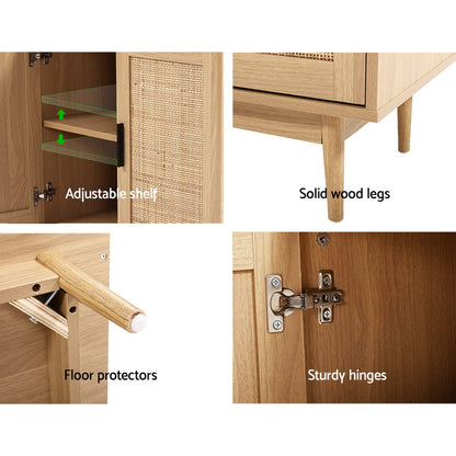 Rattan Buffet Sideboard 2 Doors - Briony Oak