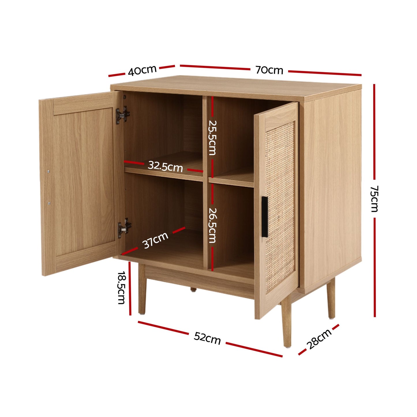 Rattan Buffet Sideboard Cabinet Set of 2 | HomeAndLiving - 4