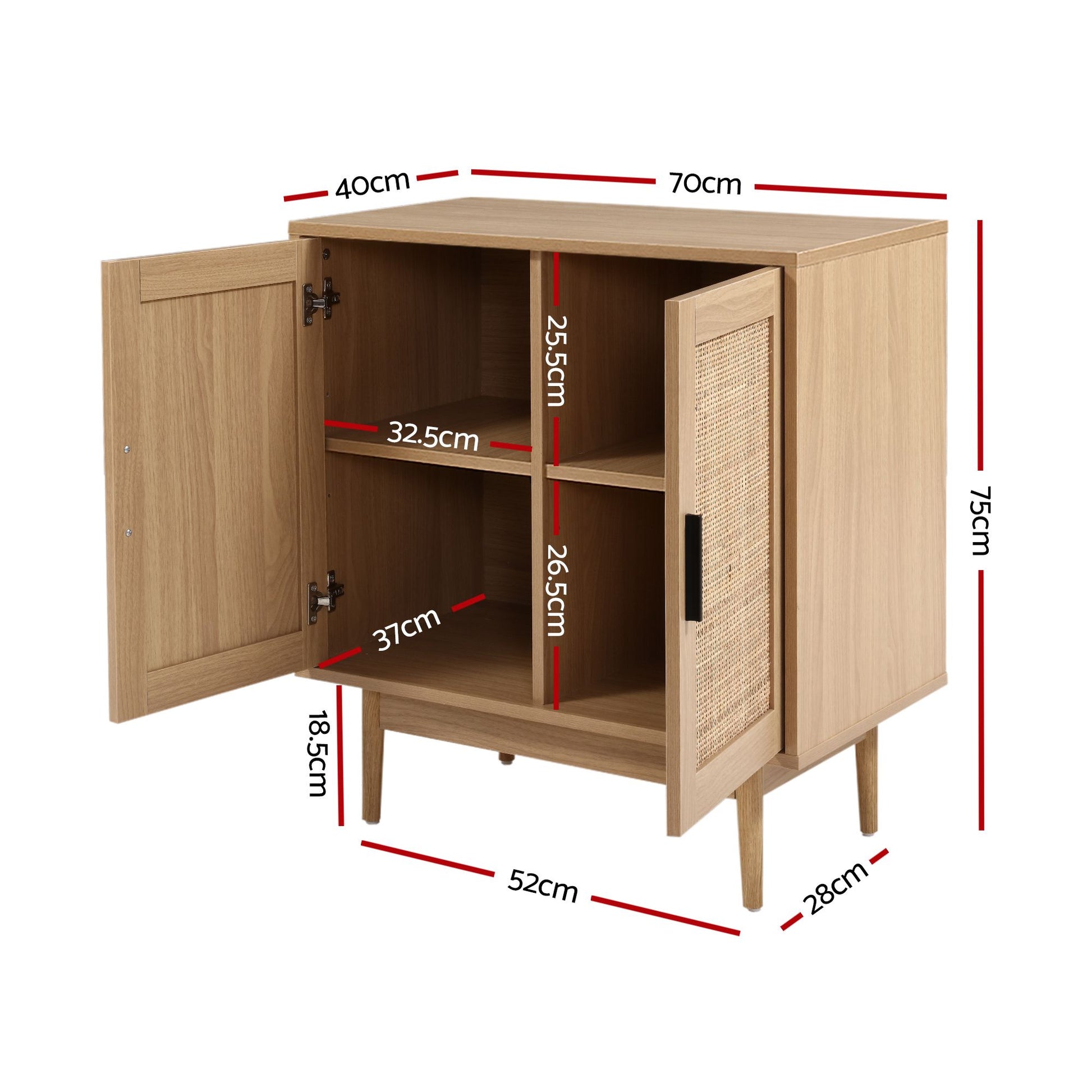 Rattan Buffet Sideboard Cabinet Set of 2 | HomeAndLiving - 4