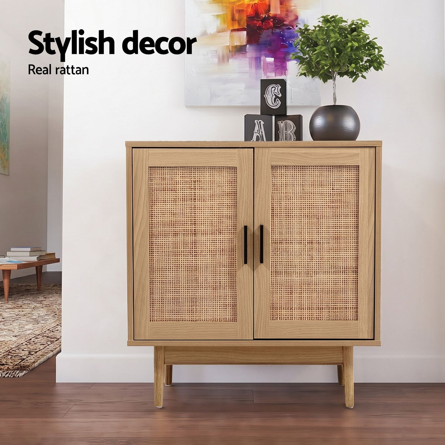 Rattan Buffet Sideboard Cabinet Set of 2 | HomeAndLiving - 6