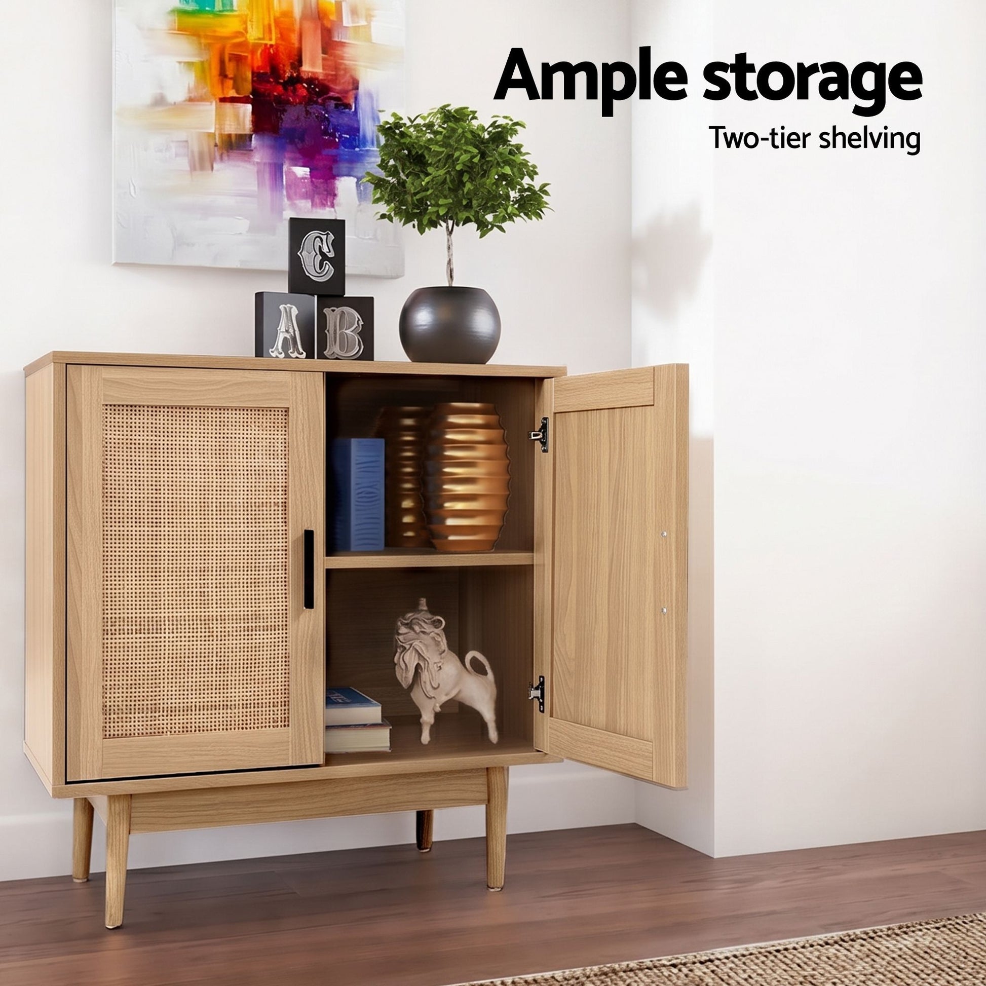 Rattan Buffet Sideboard Cabinet Set of 2 | HomeAndLiving - 7