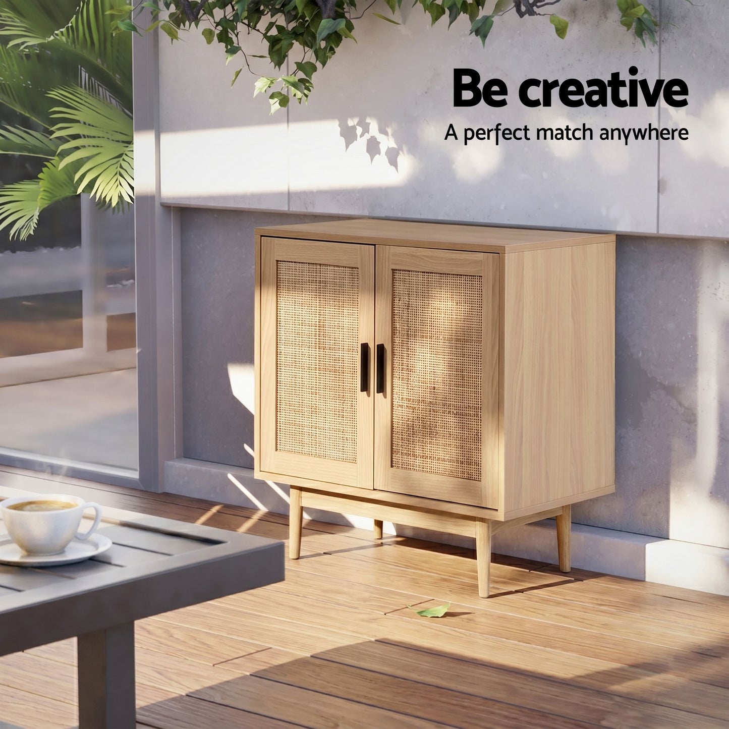 Rattan Buffet Sideboard Cabinet Set of 2 | HomeAndLiving - 9