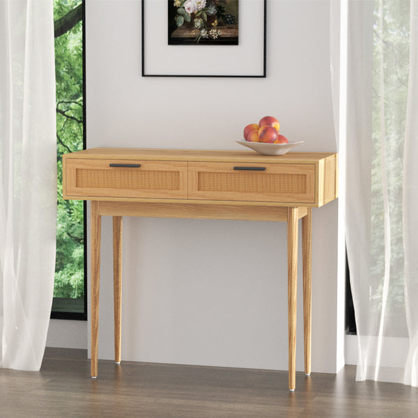  Console Table 2 Rattan Drawers