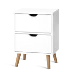 Bedside Table 2 Drawers - Boden White