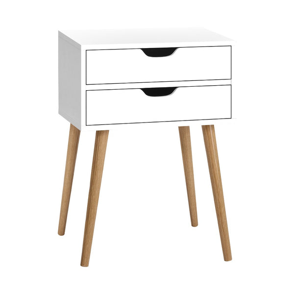  Bedside Table 2 Drawers - Bodie White