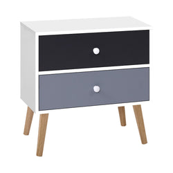 Bedside Table 2 Drawers - Bonds White