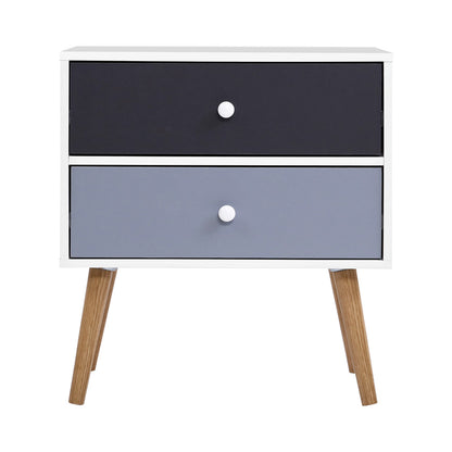 Bedside Table 2 Drawers - Bonds White