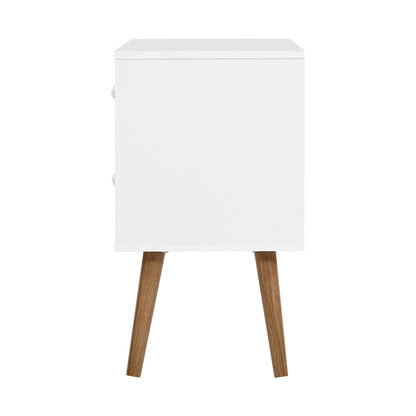 Bedside Table 2 Drawers - Bonds White