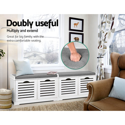 Shoe Rack Cabinet Bench White Caye