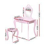 Elegant Kids Vanity Set with Mirror - Pink Dressing Table