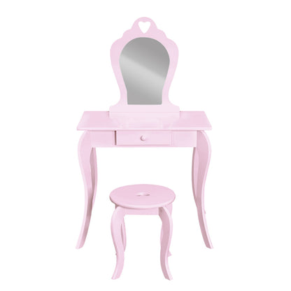 Elegant Kids Vanity Set with Mirror - Pink Dressing Table