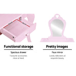 Elegant Kids Vanity Set with Mirror - Pink Dressing Table
