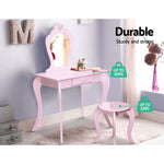 Elegant Kids Vanity Set with Mirror - Pink Dressing Table