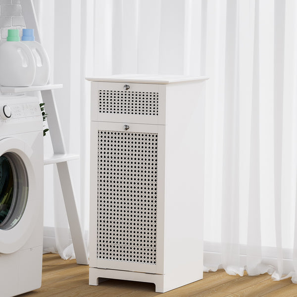  Laundry Hamper Cabinet Bathroom Storage White Rattan Clothes Basket