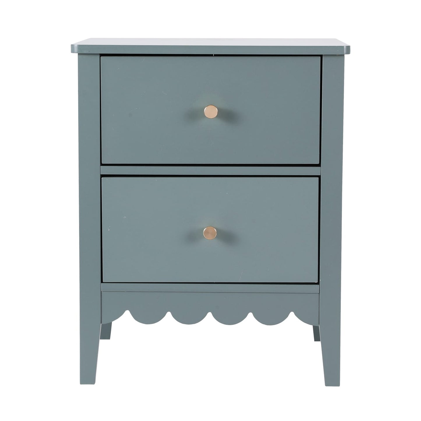 Green Bedside Table 2 Drawers 40x30x50cm